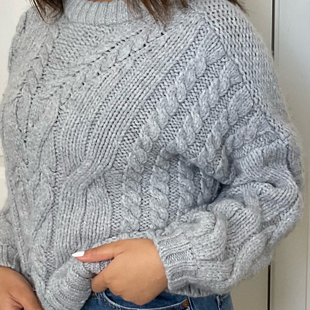 Thick Grey Oversized Knitted Sweater by Aerie